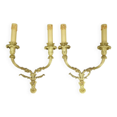 Paire d'appliques en bronze doré style Louis XVI, XIXème s.