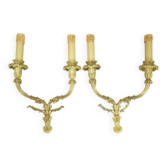 Paire d'appliques en bronze doré style Louis XVI, XIXème s.