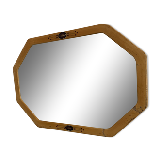 Vintage mirror 1930 beveled octagonal wood stucco