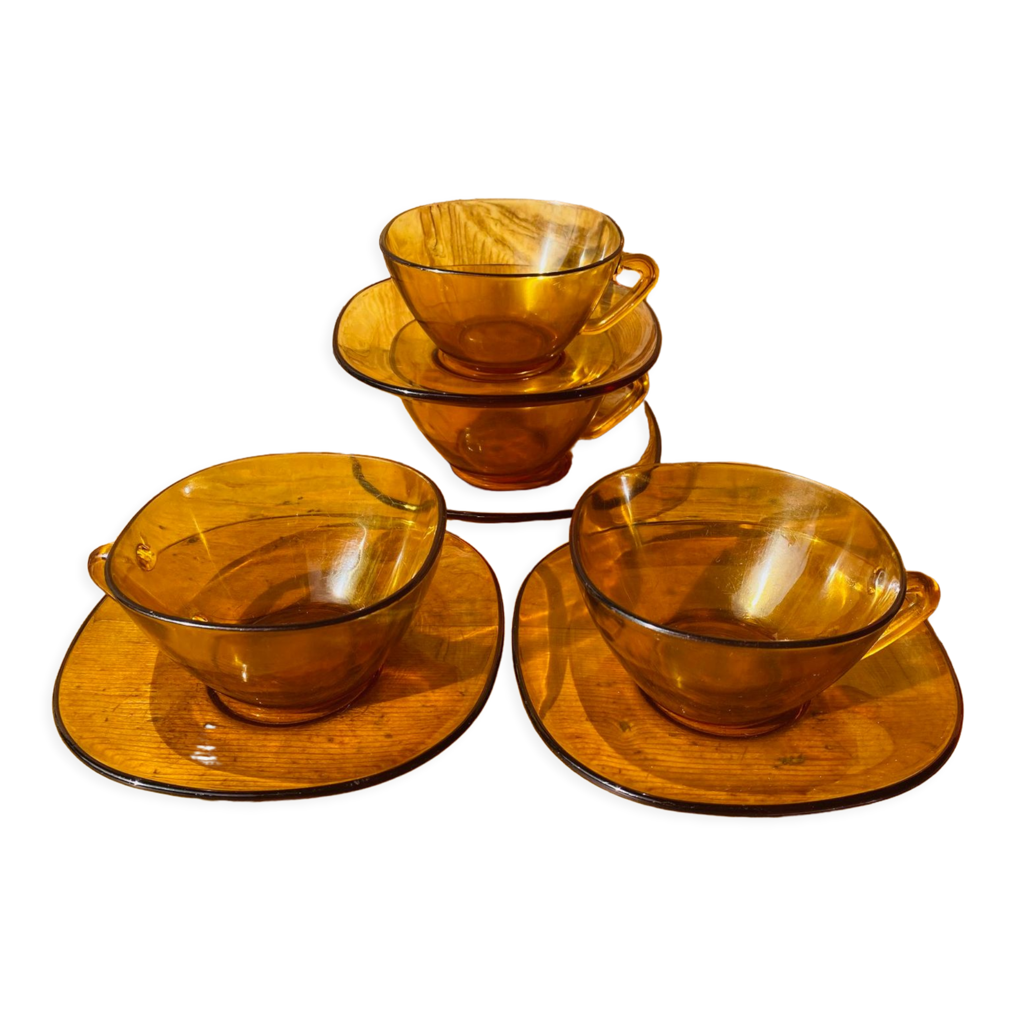 Vereco amber brown cup and mug set