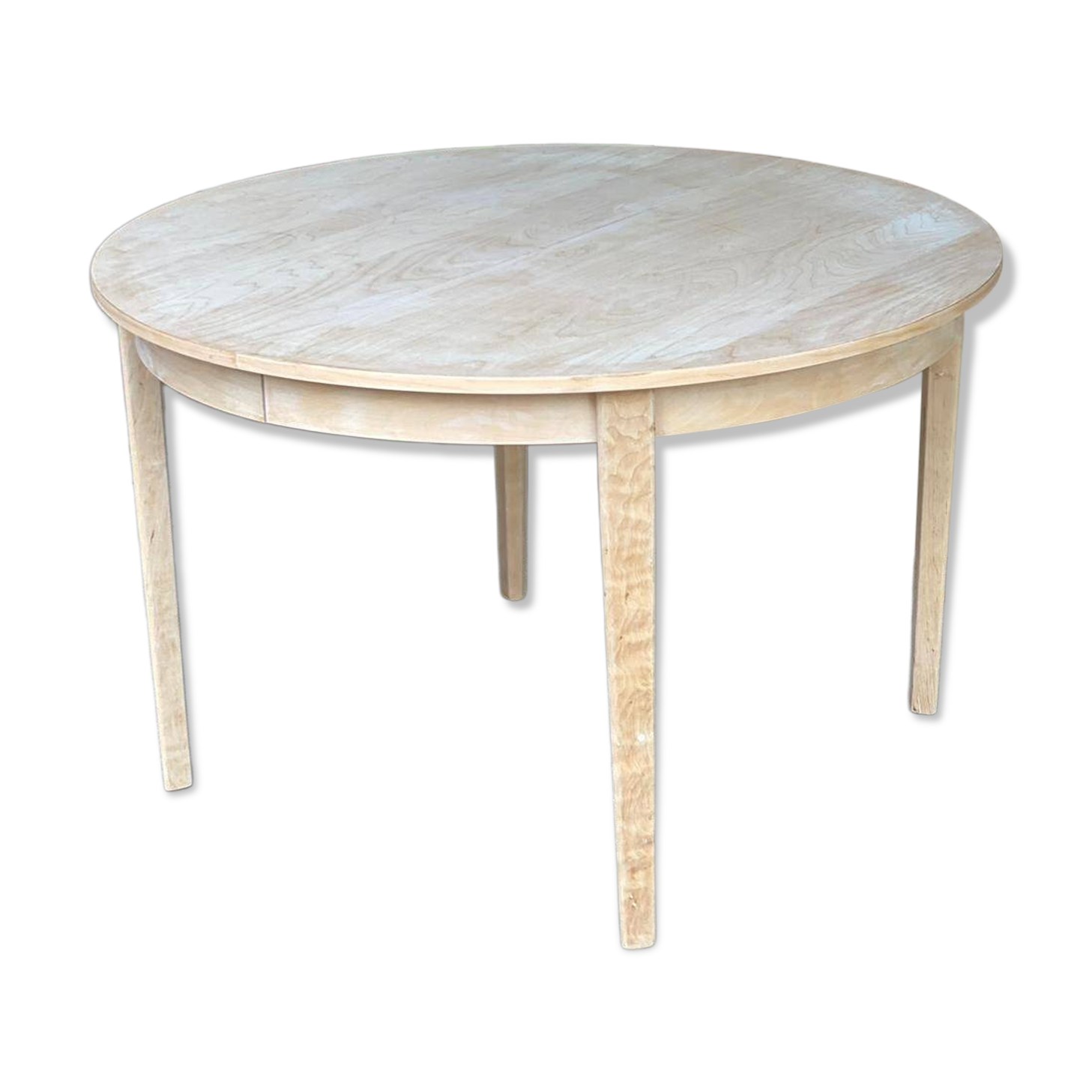 Table à manger scandinave ronde extensible rénovée en bois brut 210cm