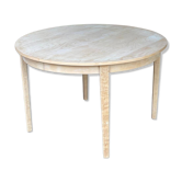 Scandinavian round extendable dining table renovated in raw wood 210cm
