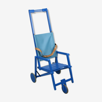 Mid-century Blue Wooden Foldable Stroller, 60s