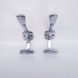Pair of vintage chrome metal wall hooks