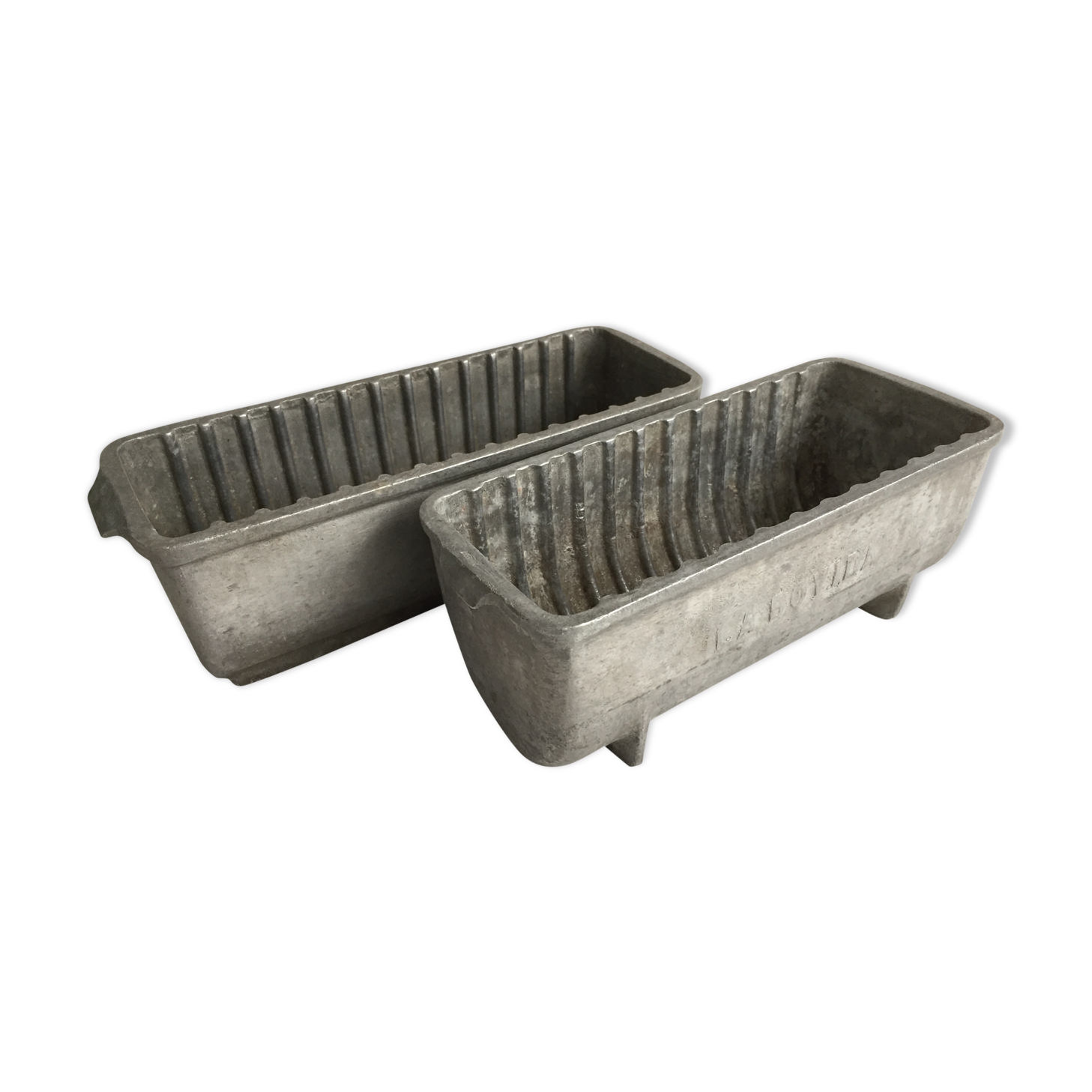 Pair of stainless steel planters