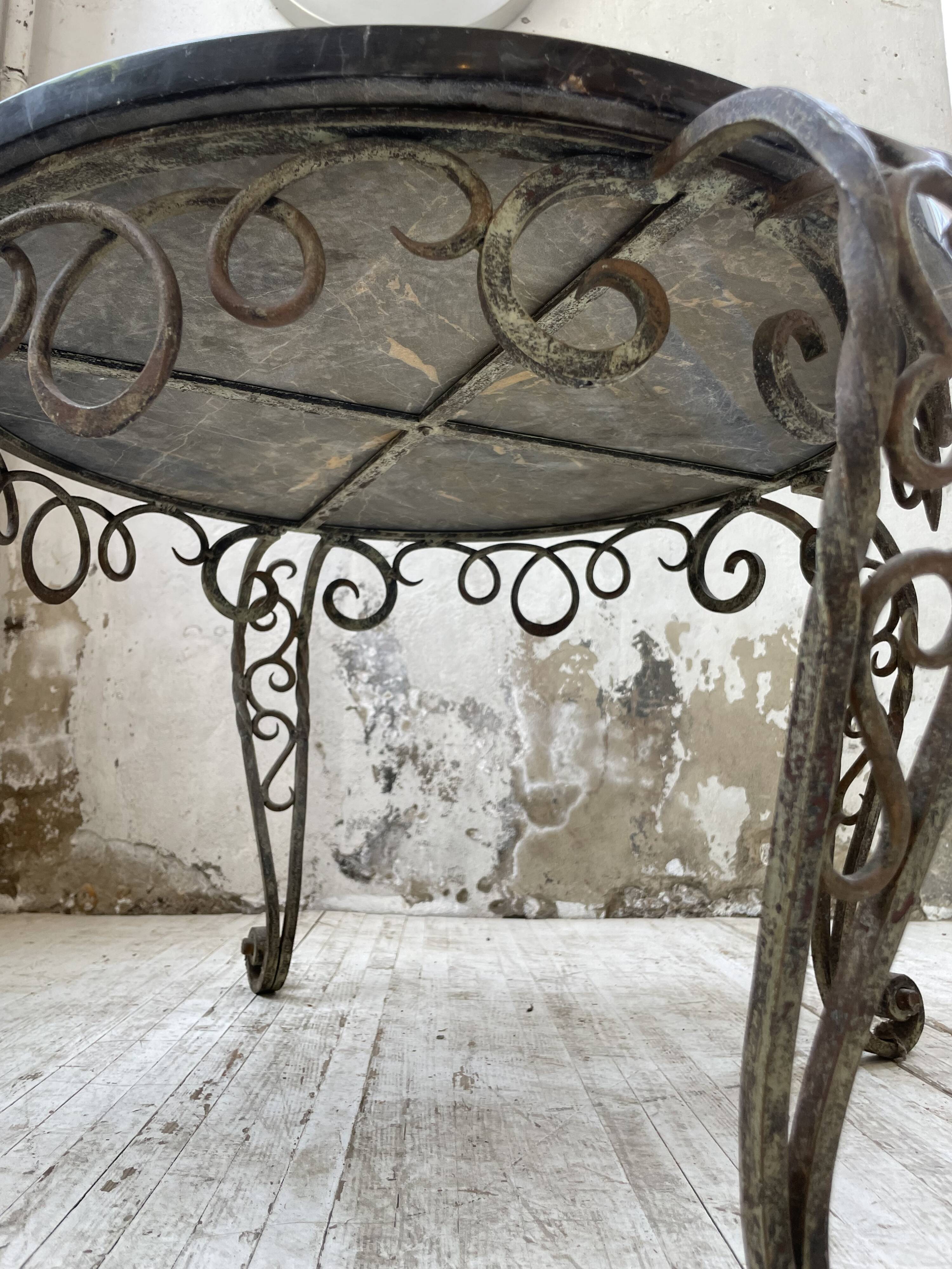 René Drouet coffee table in metal and black marble.