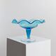 Vintage blue Murano glass bowl - Italy 1980s - Fenton dessert bowl on a pedestal