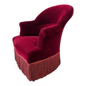 Fauteuil vintage bordeaux - franges