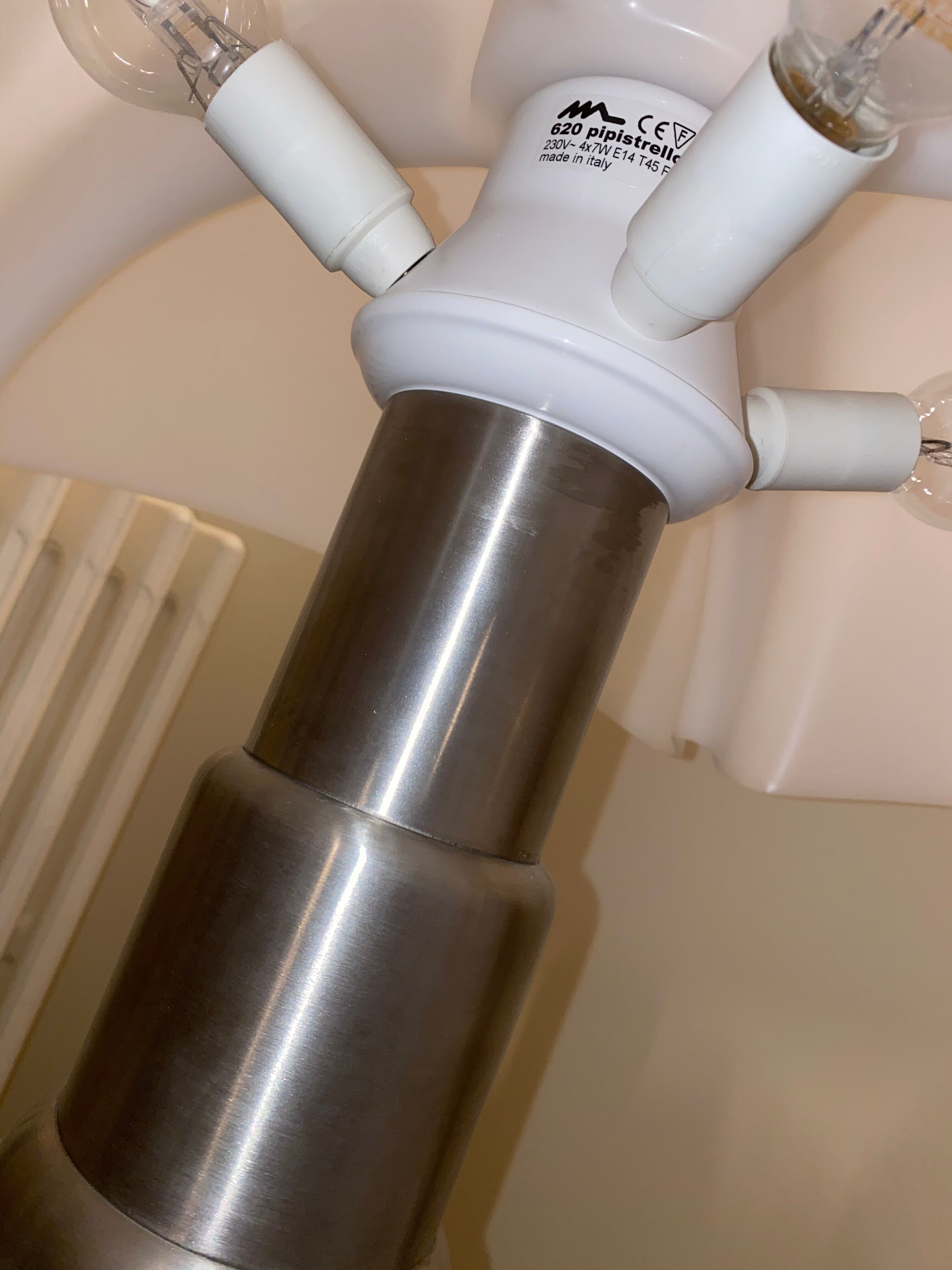 White Pipistrello lamp by Gae Aulenti for Martinelli Luce