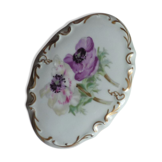 Boite bonbonnière ovale porcelaine Limoges motif fleurs