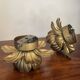 Pair of vintage gold metal flower wall lights