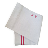 Striped and monogram linen tea towel