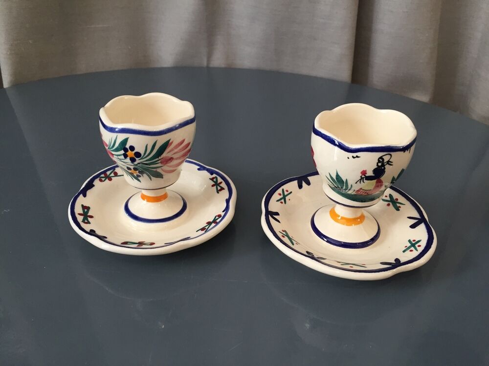 Duo of hb quimper breton coquetiers and flowers