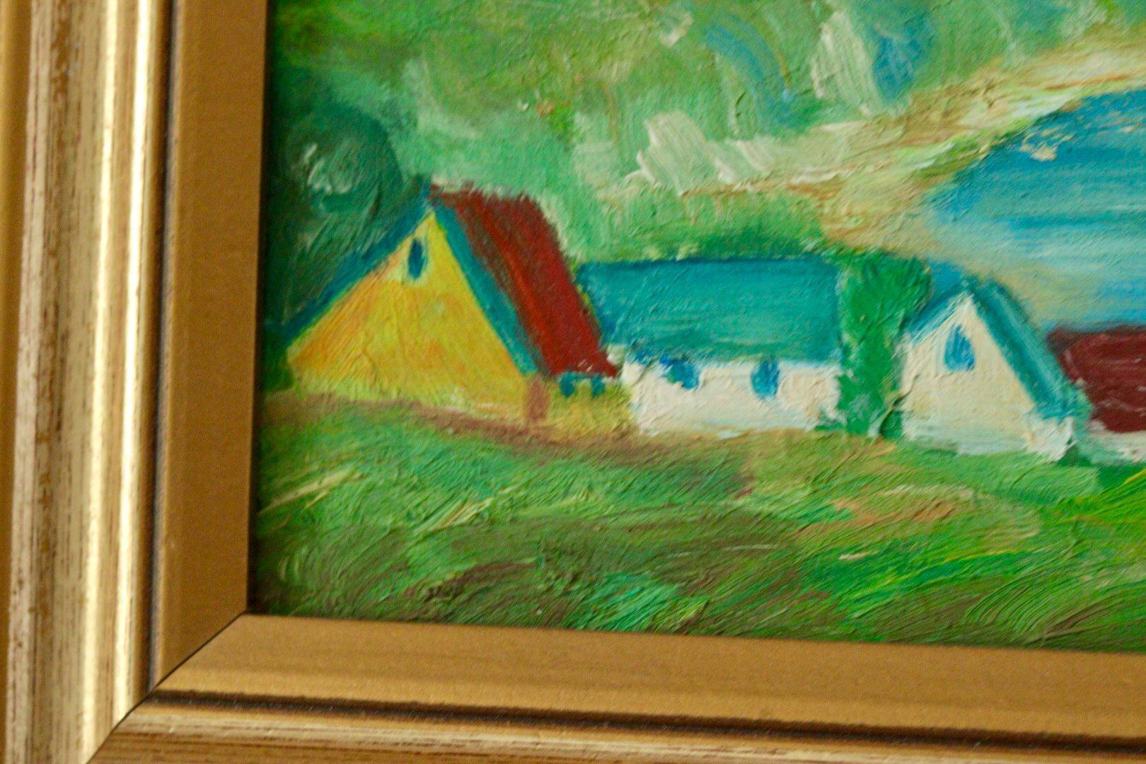 Original vintage landscape painting on panel – Hans Hansen