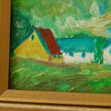 Original vintage landscape painting on panel – Hans Hansen