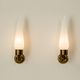 Pair of Italian wall scones in opaline glass and brass, 1960s