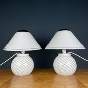 Lampes de table Murano blanches, années 1970, lot de 2