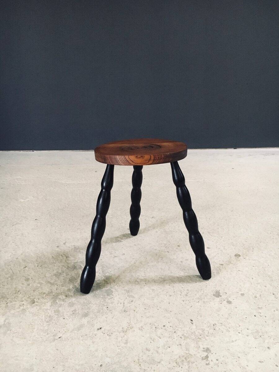 French Bobbin Tripod Stool, 1940s