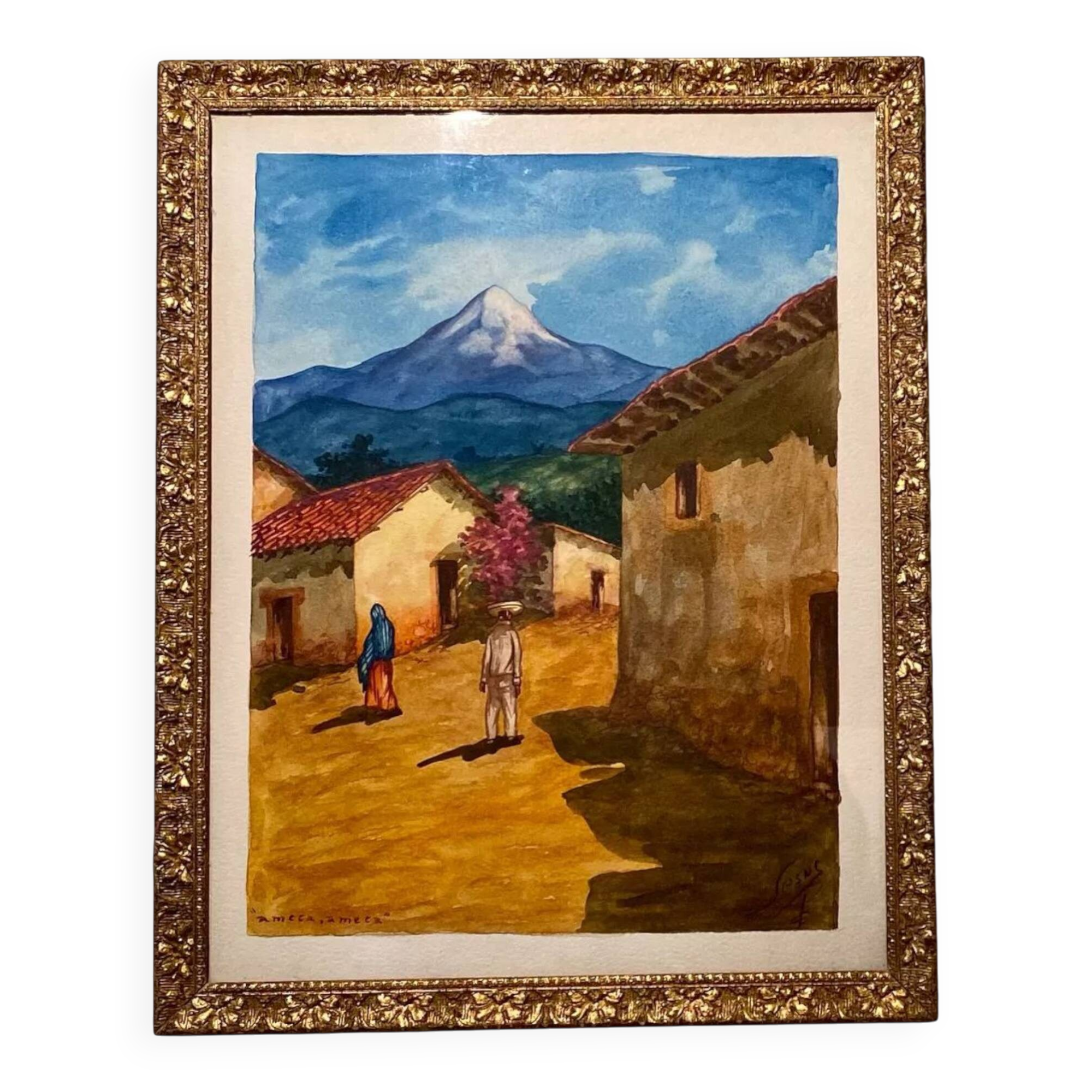 Old painting, Mexican landscape, signed XX century