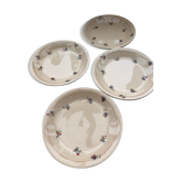 Lot de 4 assiettes plates motifs fines fleurs