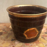 Vintage ribbed ceramic cache pot