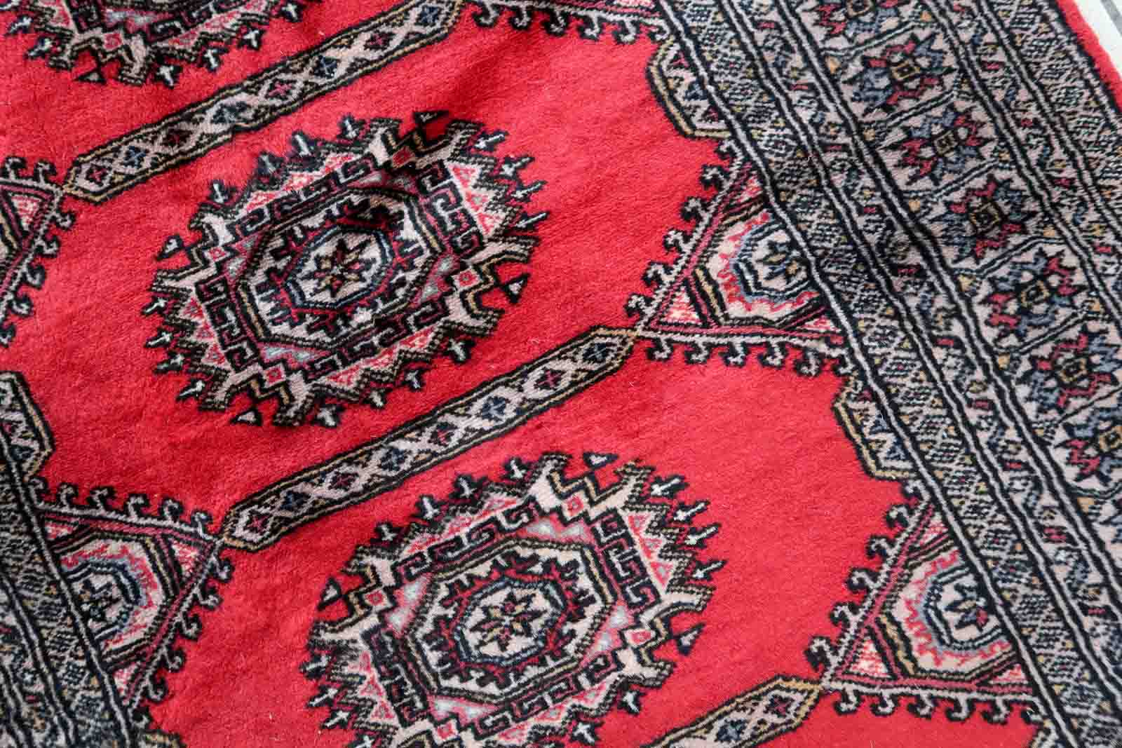 Vintage carpet uzbek bukhara handmade 92cm x 186cm 1970s