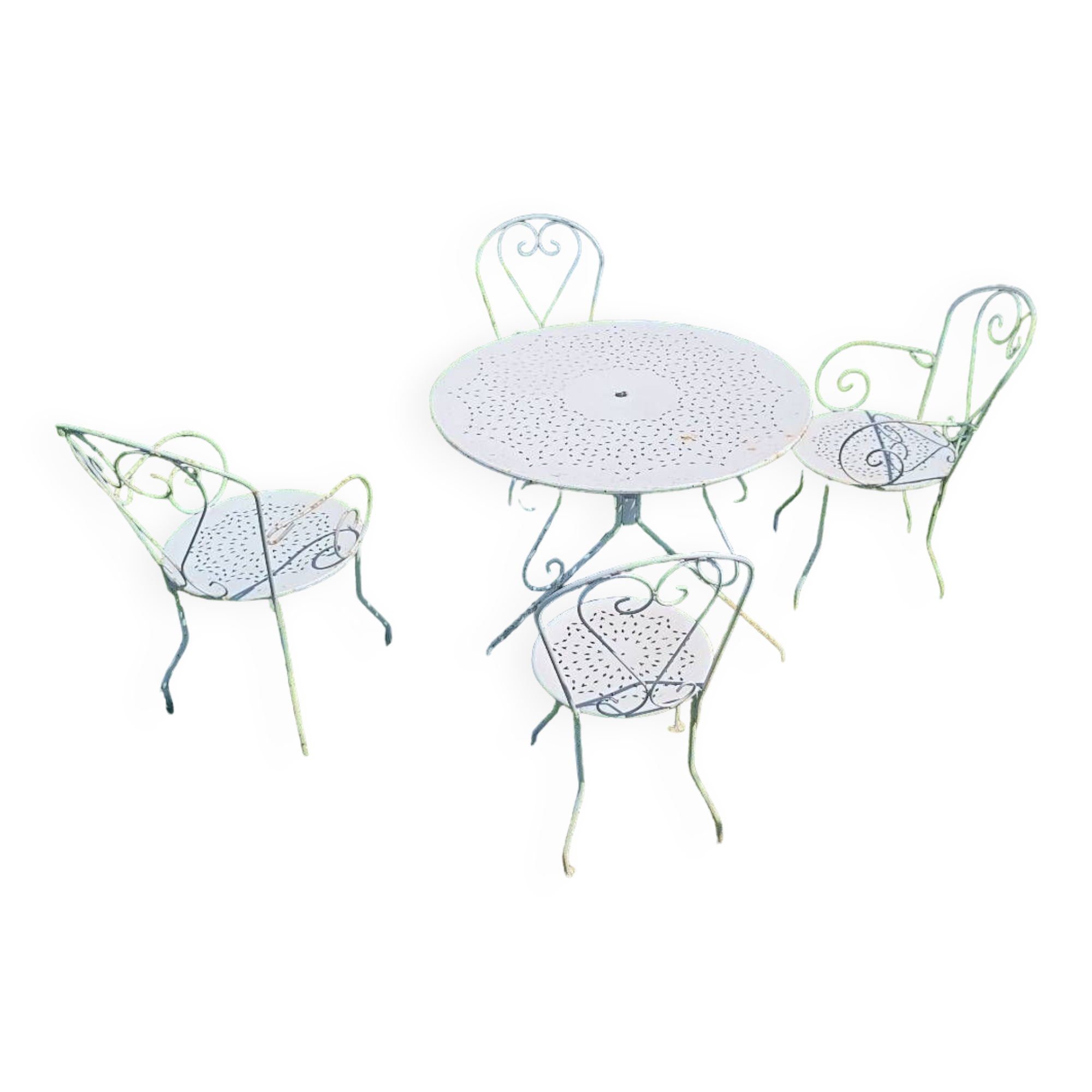 White wrought iron garden furniture