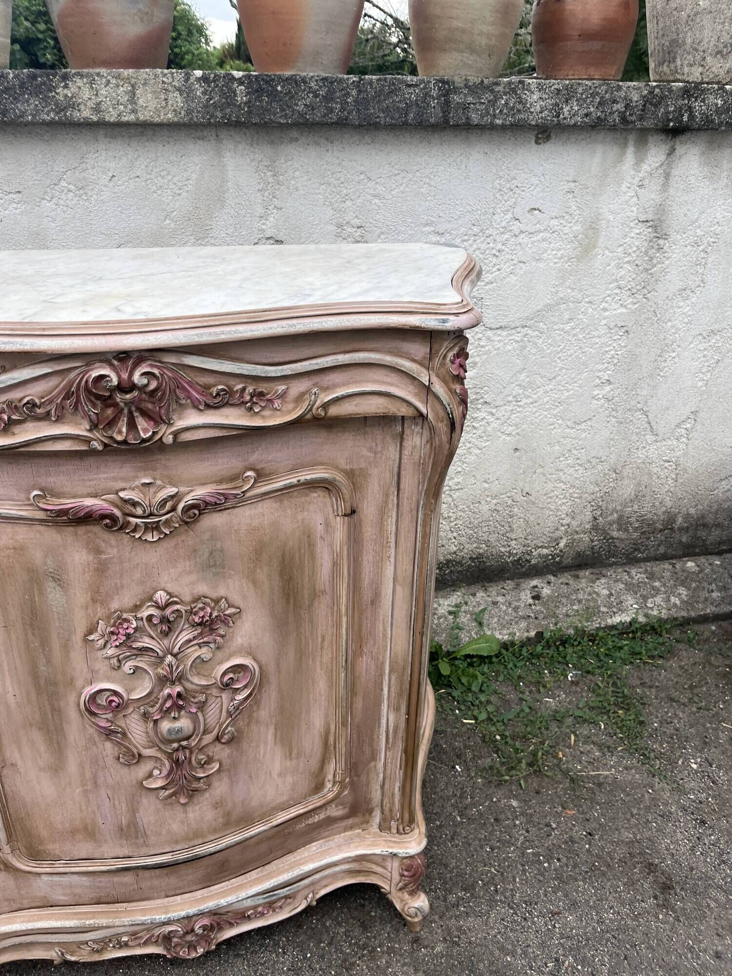 Louis XV style side table – door carved with floral decoration
