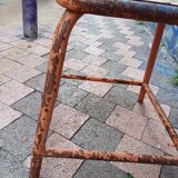 Square stool industrial workshop metal and wood tube