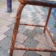 Square stool industrial workshop metal and wood tube