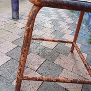Tabouret carré atelier industriel tube métal et bois