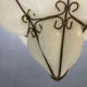 Murano Opaline Glass Pendant Light in Wrought Iron Frame, Italy, Mid-C