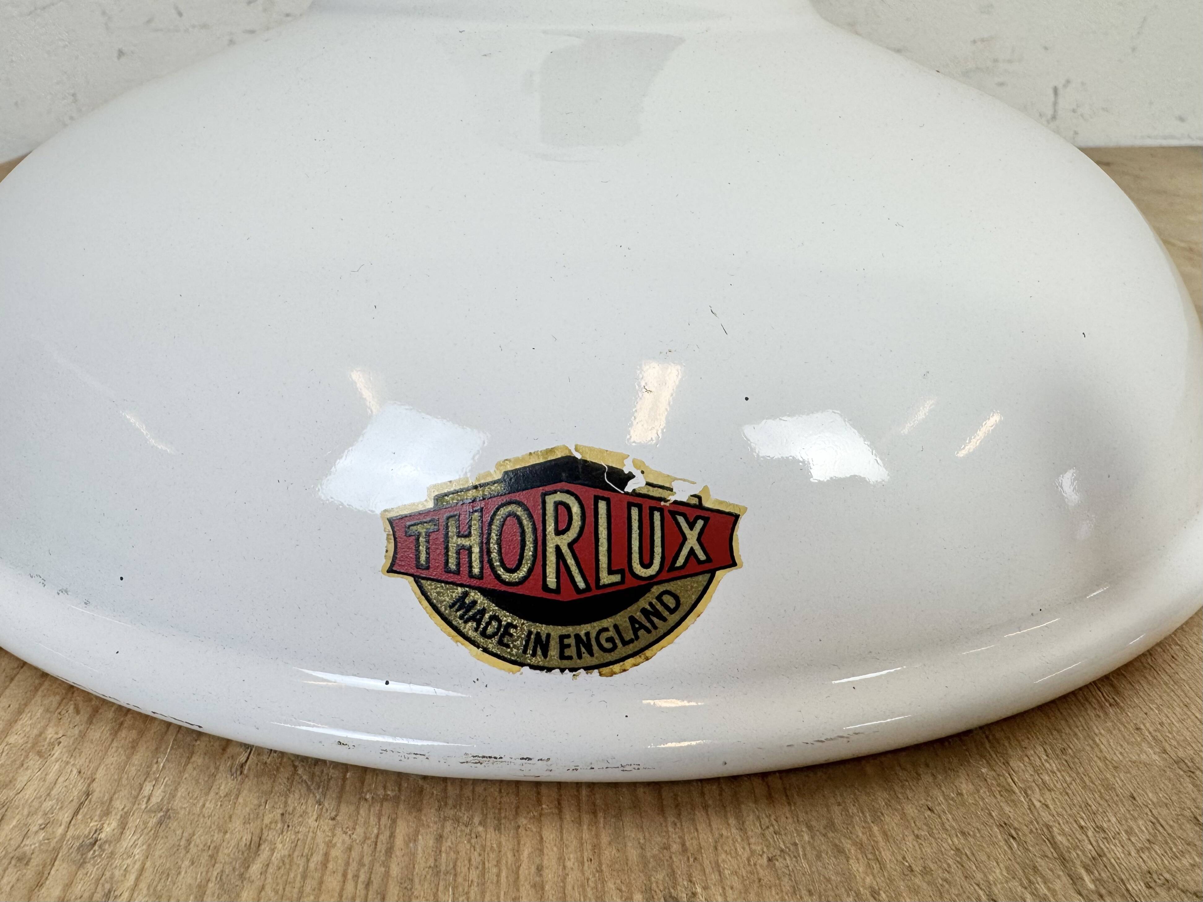 Industrial White Enamel Factory Pendant Lamp from Thorlux, 1960s