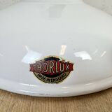 Lampe à suspension industrielle en émail blanc de Thorlux, années 1960