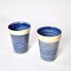 2 mugs  céramique texturée bleue