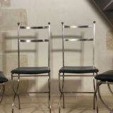 Set of 4 steel chairs with removable black seats