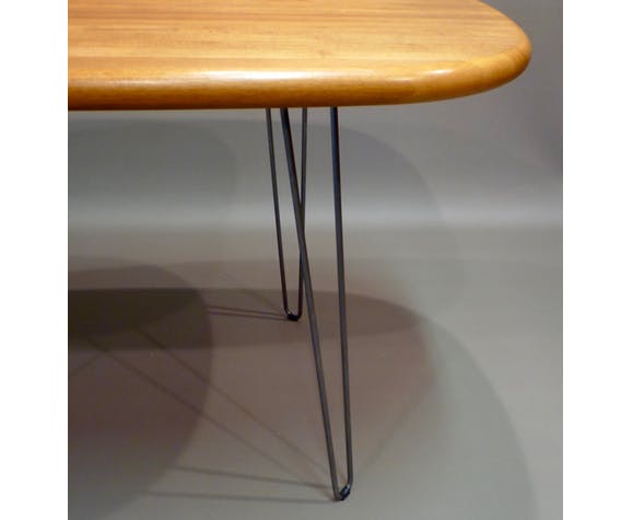 Table haute ou bureau teck et métal scandinave