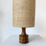 1950s turned olive wood table lamp