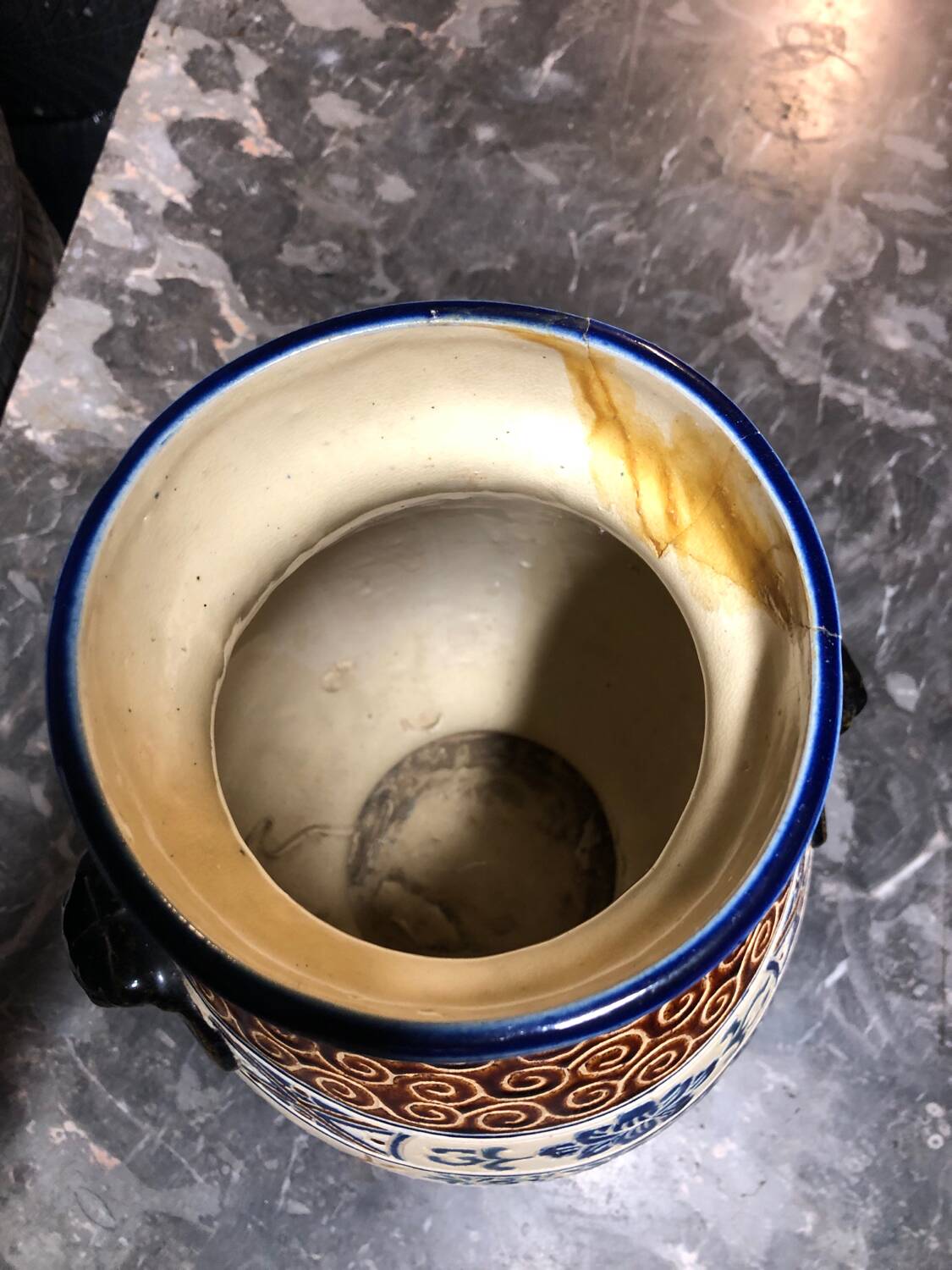 Polychrome ceramic vase in glazed stoneware