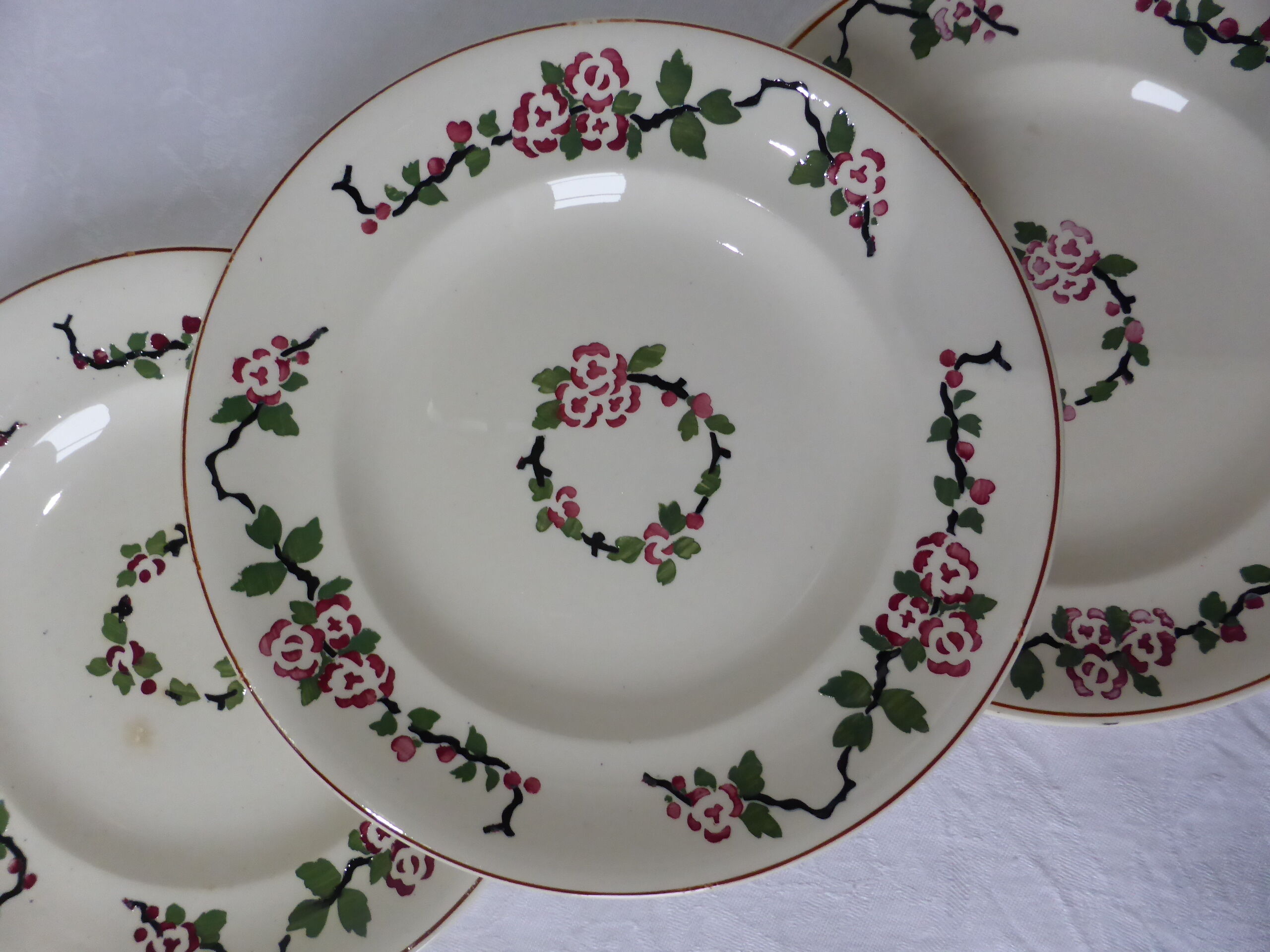 3 Longwy flat plates, Aubépine model
