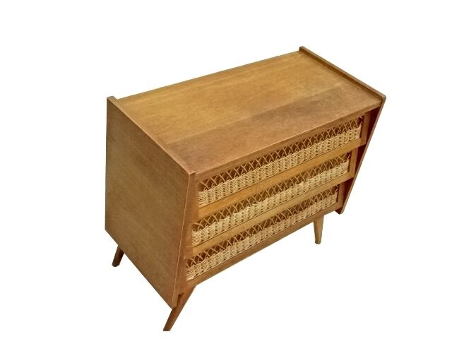 Vintage Chest if dealers wood rattan 1950 feet compass