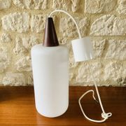 Scandinavian Pendant Lamp in Teak and Opaline, Circa 60´s
