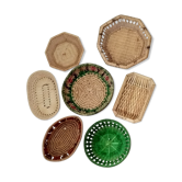 Composition of vintage colorful baskets