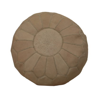 Moroccan pouf in natural leather