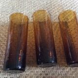 Series of 6 amber glasses