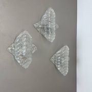 Set of 3 Murano Ice Glass Wall Lights/Sconces by FISCHER Leuchten, Germany, 1970