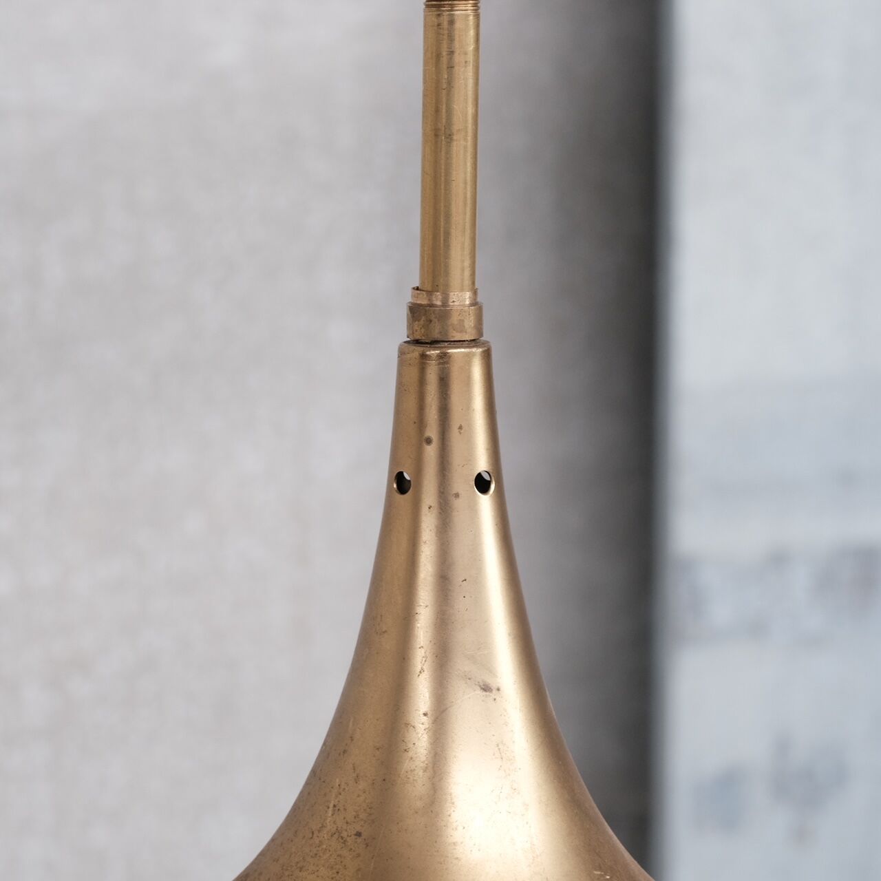 German mid-century clear glass and brass pendant