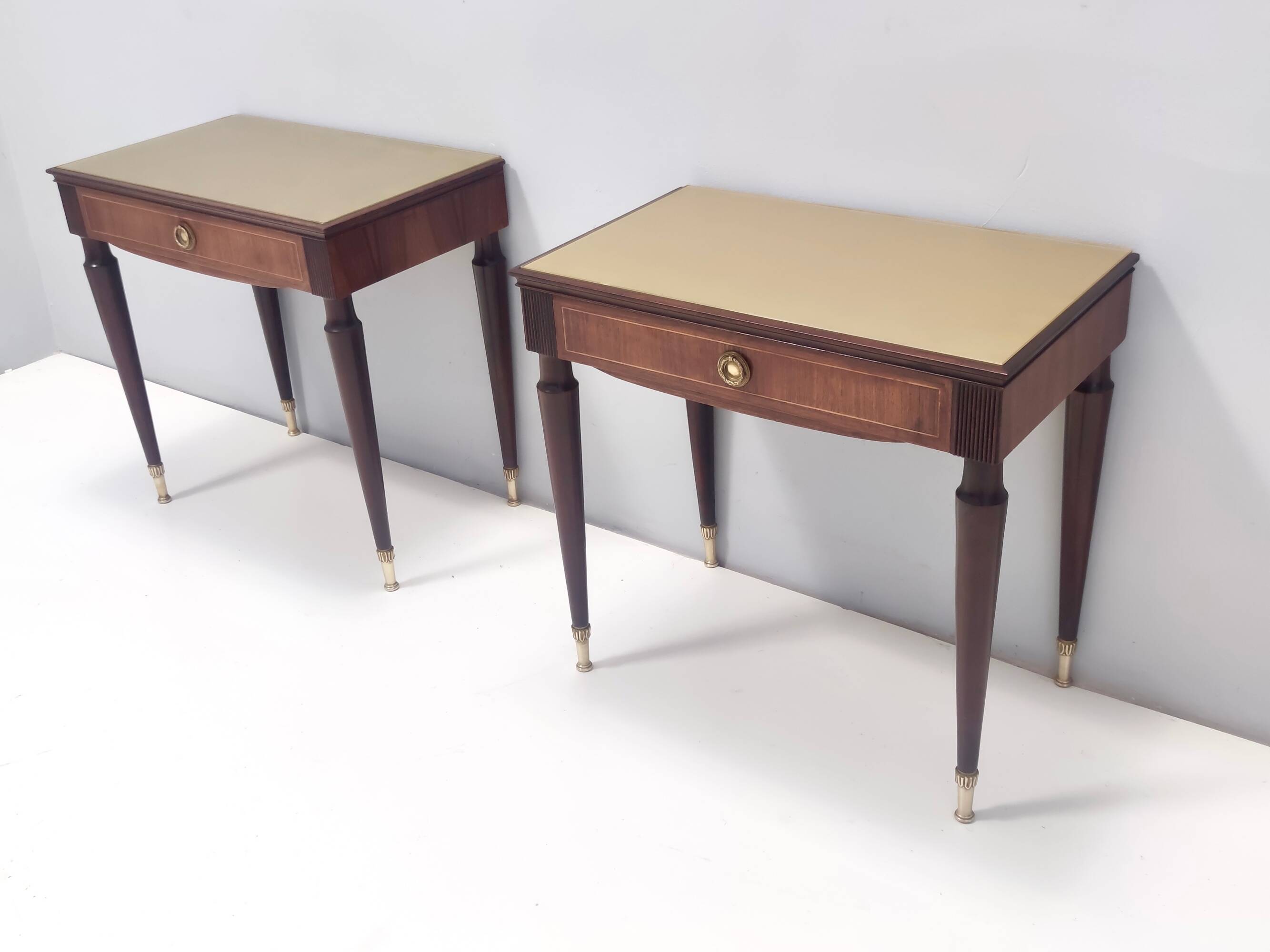 Pair of Beech and Ebonized Walnut Nightstands Attr. to Paolo Buffa, Italy