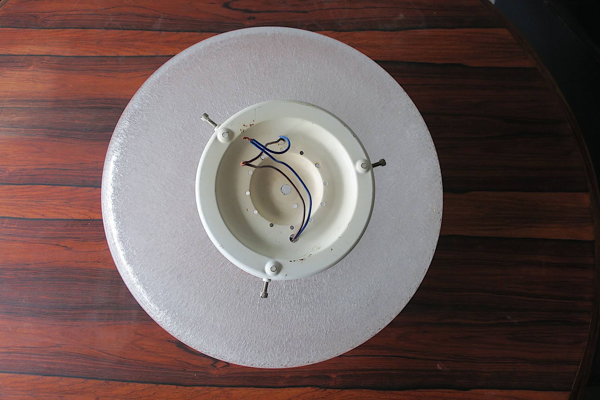 Italian domed ceiling or wall light in frosted Mazzega Murano glass, 1960s