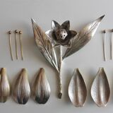 Silver metal flower ashtray